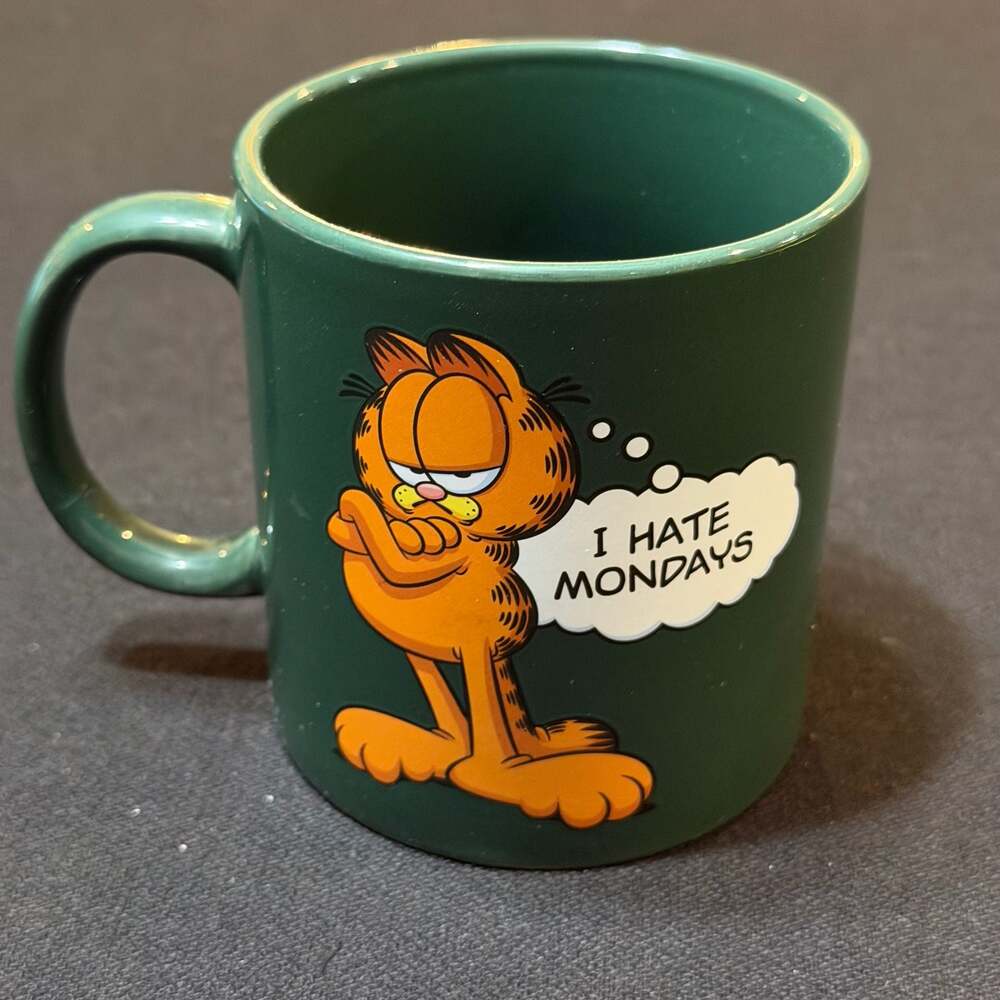 Garfield I Hate Mondays Green Ceramic Coffee Mug